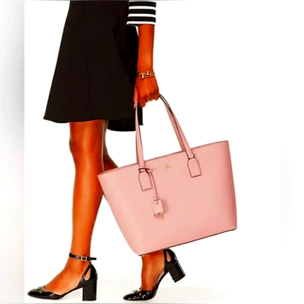 Kate Spade Orchid Blush pink Saffiano Leather Top Zip Shoulder Tote Handbag - Picture 2 of 8